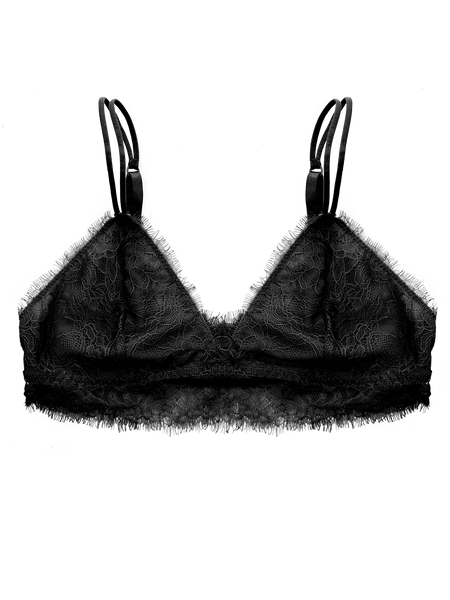 Eyelash Lace Bralette - Midnight Black