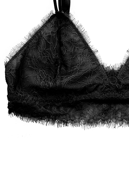 Eyelash Lace Bralette - Midnight Black