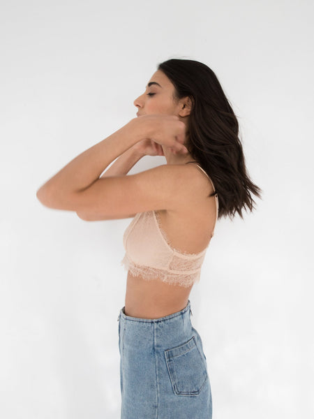Eyelash Lace Bralette - Warm Beige