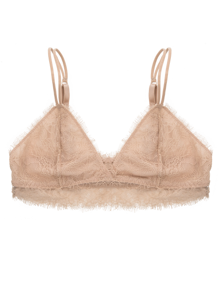 Eyelash Lace Bralette - Warm Beige
