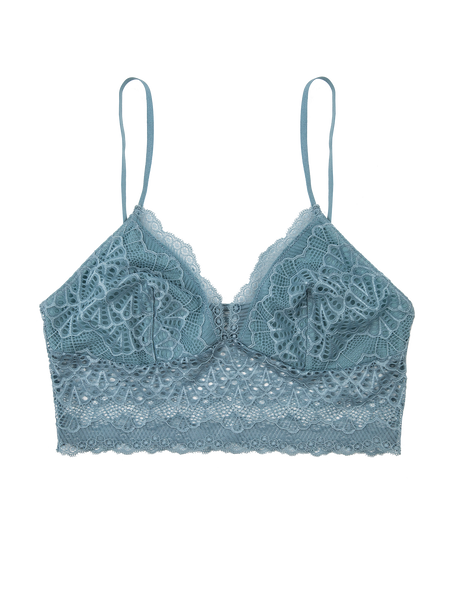 Lace Bralette with Detachable Straps - Ice Blue