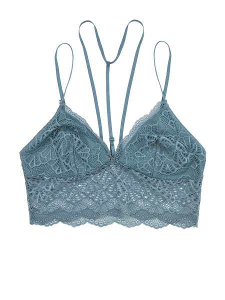 Lace Bralette with Detachable Straps - Ice Blue