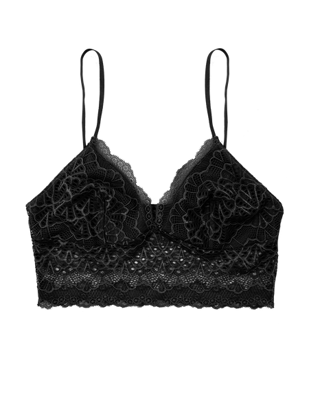 Lace Bralette with Detachable Straps - Midnight Black
