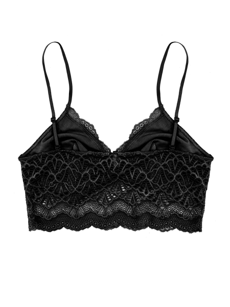 Lace Bralette with Detachable Straps - Midnight Black