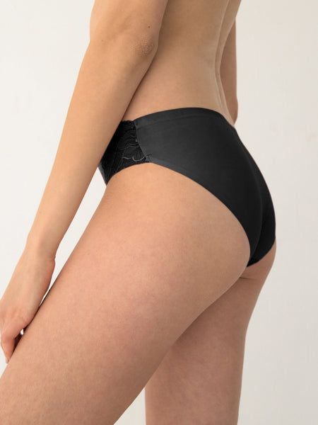 Lace Front Seamless Bikini - Midnight Black