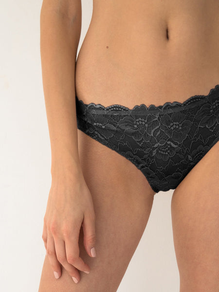 Lace Front Seamless Bikini - Midnight Black