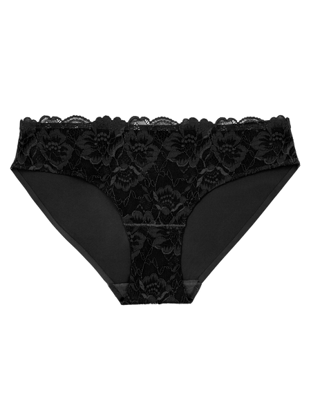 Lace Front Seamless Bikini - Midnight Black