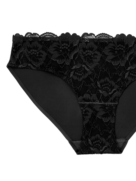 Lace Front Seamless Bikini - Midnight Black