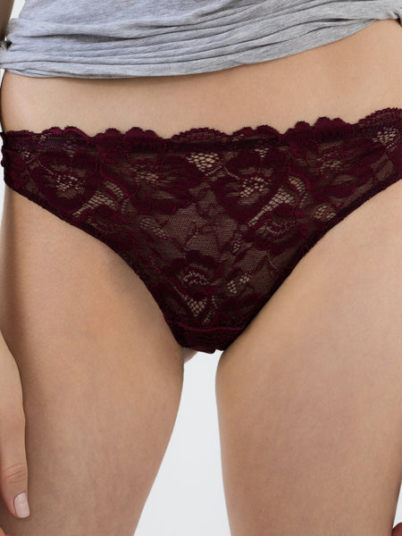 Lace Front Seamless Thong - Merlot