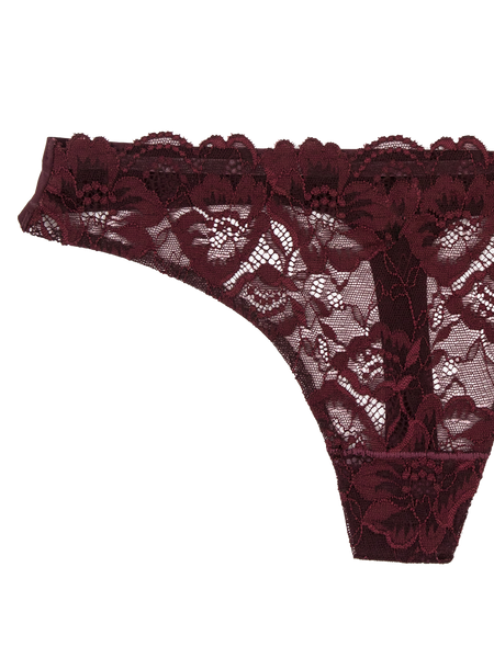 Lace Front Seamless Thong - Merlot