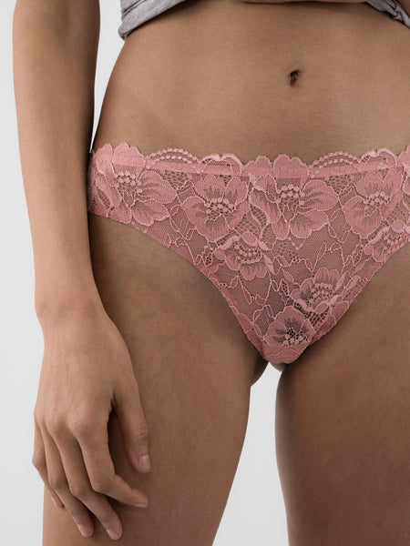 Lace Front Seamless Thong - Rosé