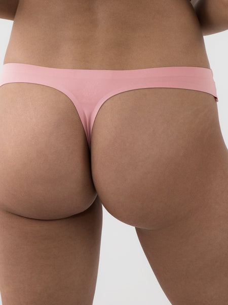 Lace Front Seamless Thong - Rosé