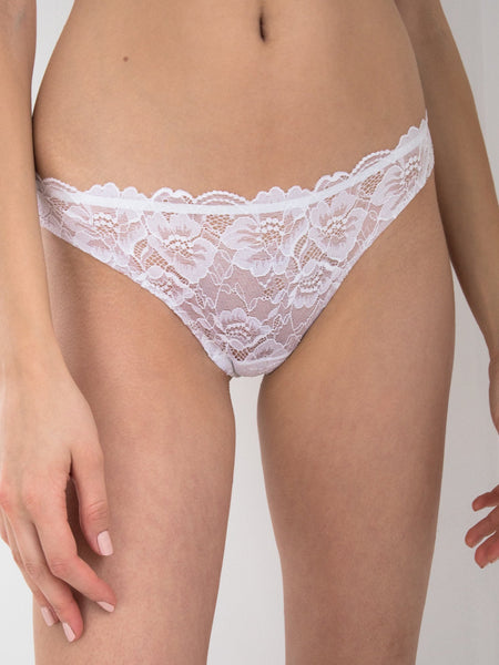 Lace Front Seamless Thong - Snow White
