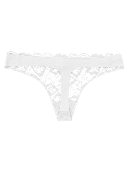 Lace Front Seamless Thong - Snow White