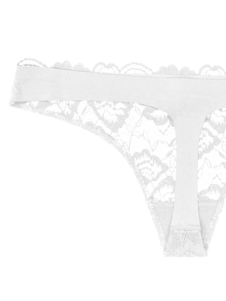 Lace Front Seamless Thong - Snow White