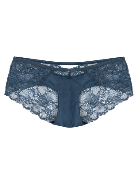 Lace Hipster with Keyhole - Dusty Blue