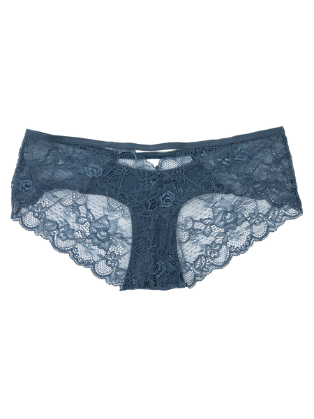 Lace Hipster with Keyhole - Dusty Blue