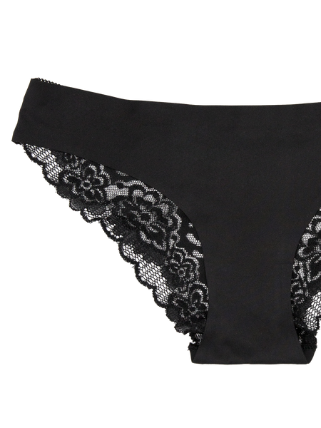 Seamless Lace Back Bikini - Midnight Black
