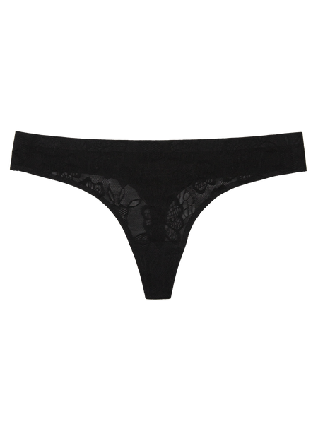 Seamless Thong Lace Print - Midnight Black