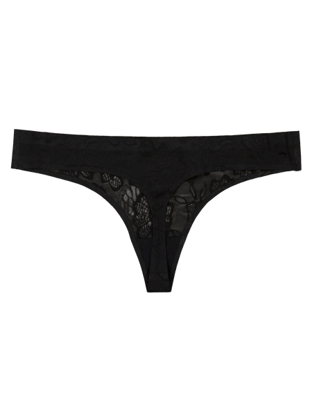 Seamless Thong Lace Print - Midnight Black