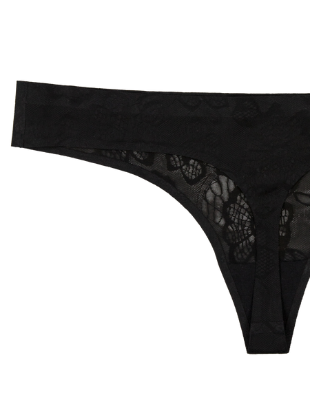 Seamless Thong Lace Print - Midnight Black