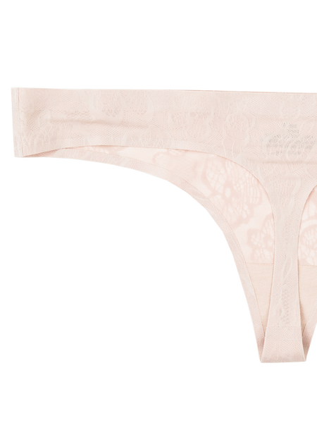 Seamless Thong Lace Print - Nude