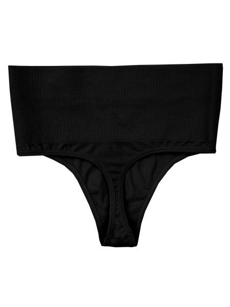 Tummy Cinching Thong - Midnight Black