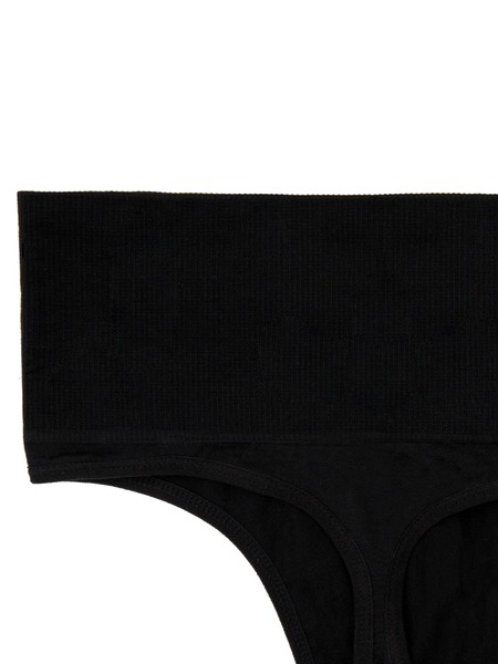 Tummy Cinching Thong - Midnight Black
