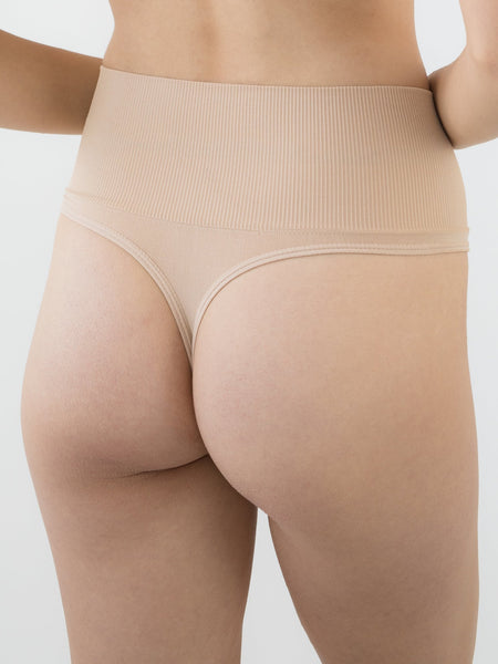 Tummy Cinching Thong - Warm Beige