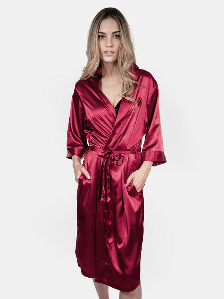 Satin Robe - Crimson