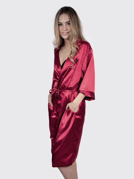 Satin Robe - Crimson
