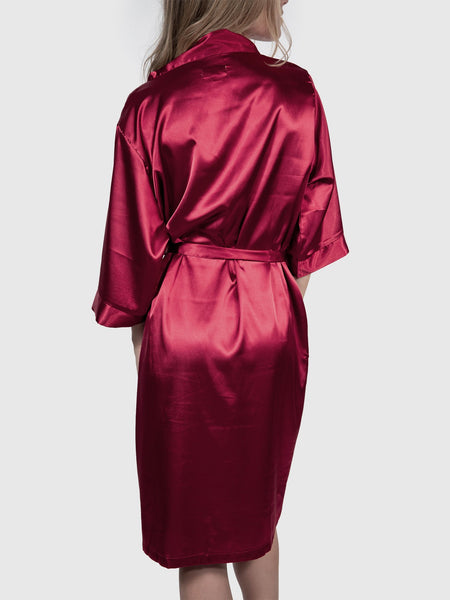 Satin Robe - Crimson