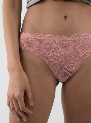 Lace Front Thong Sneaky Vaunt Panties Rose Size M